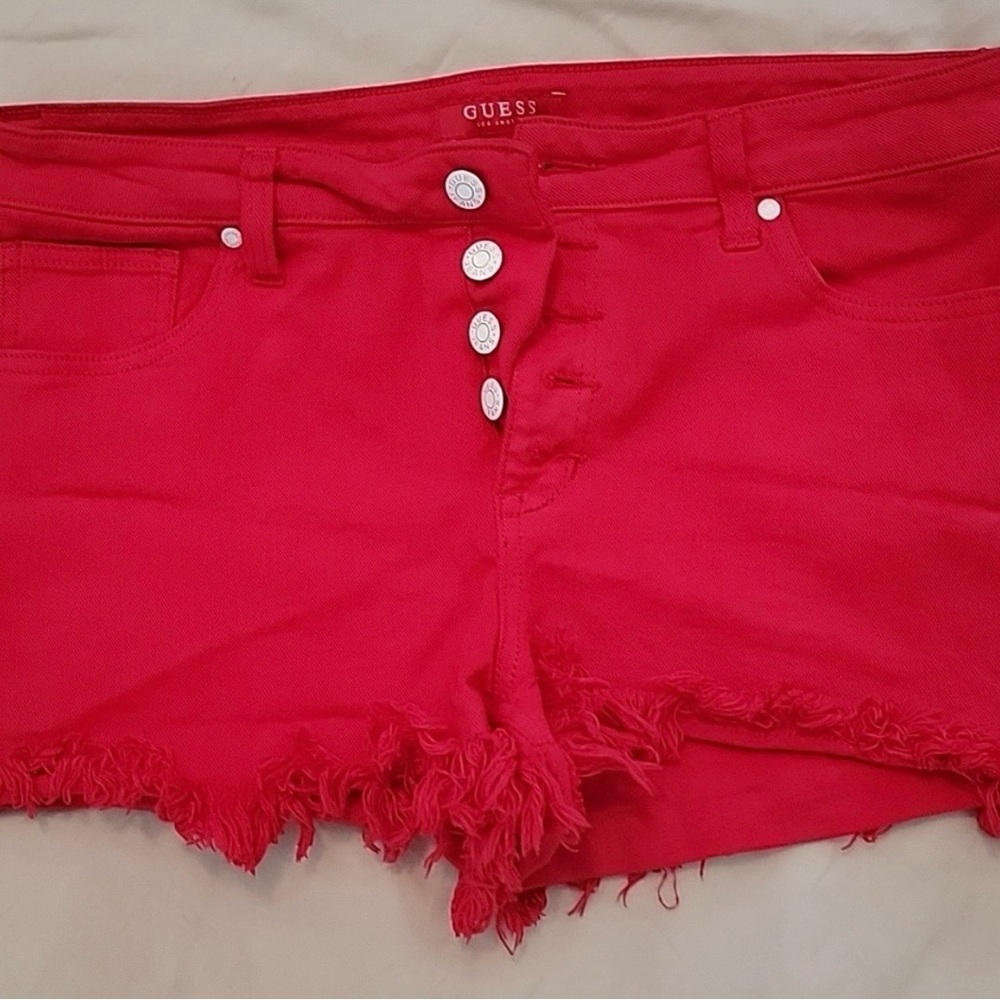 Guess Women's Vibrant Red Jean Shorts